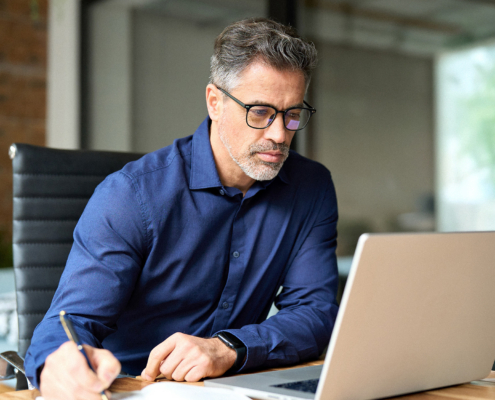 business man company manager investor working on computer