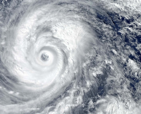 overhead view of hurricane